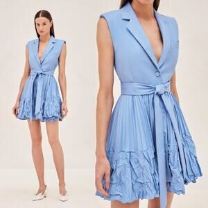 NWT Alexis Button Front Sleeveless Tie Waist Cyrus Dress Blue Size: Medium